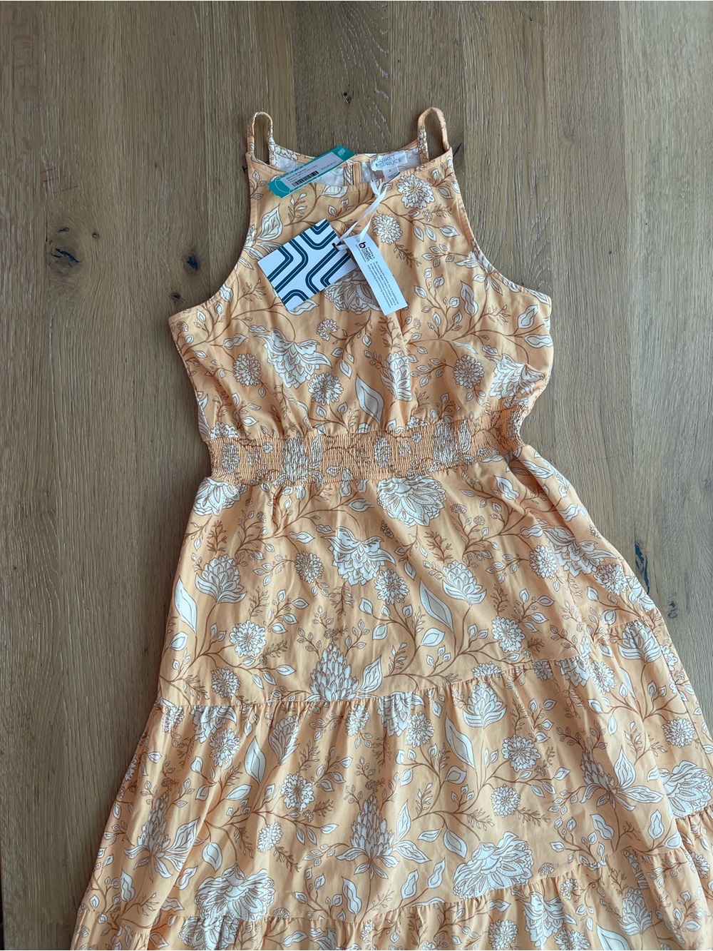 Market & Spruce Peach Floral Tiered Dress